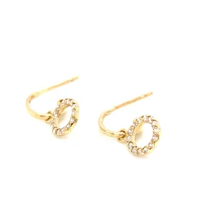 9ct Gold Stud Back Cz Circle Half Hoop
