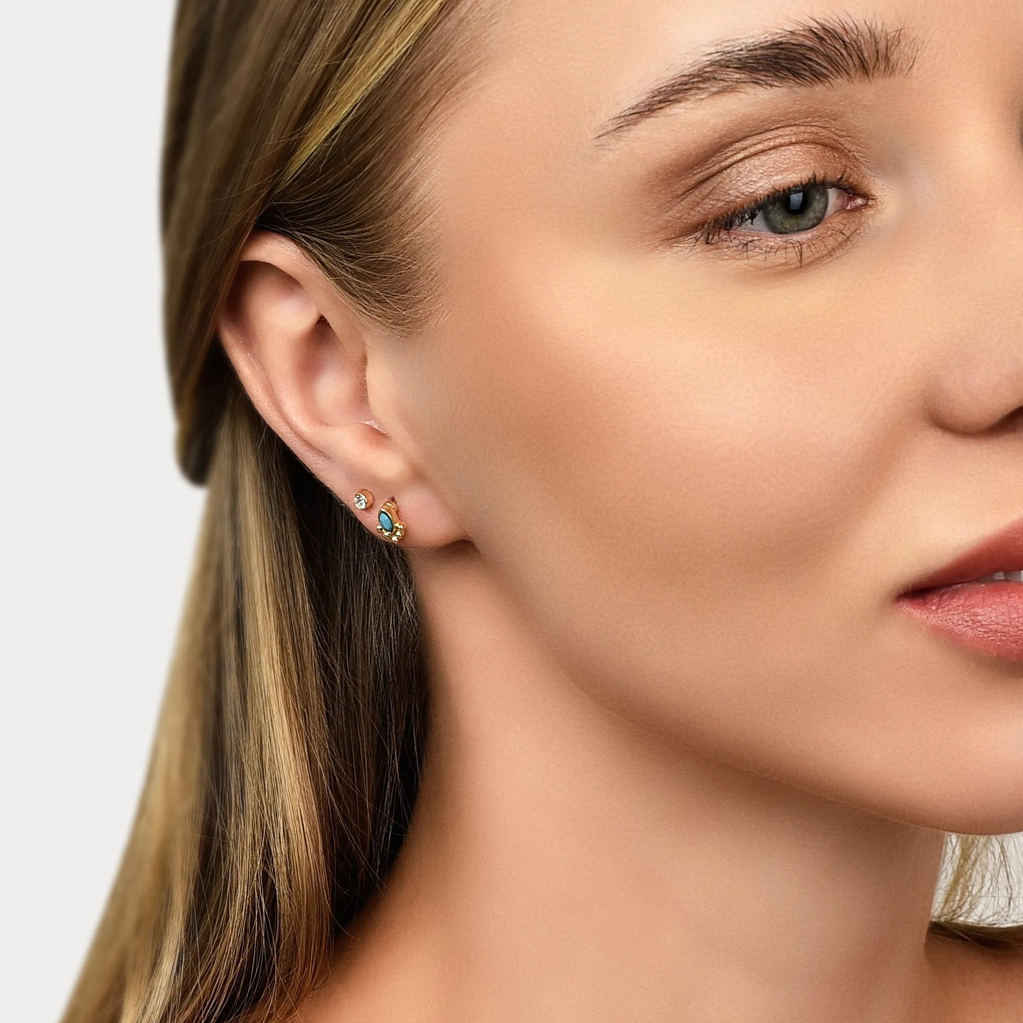 Accessorize London Little 3 set of Turquoise Stud Earrings
