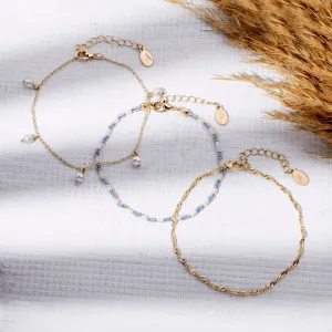 Accessorize London Women's Gold  Facet Bead Anklets Pack Of 3