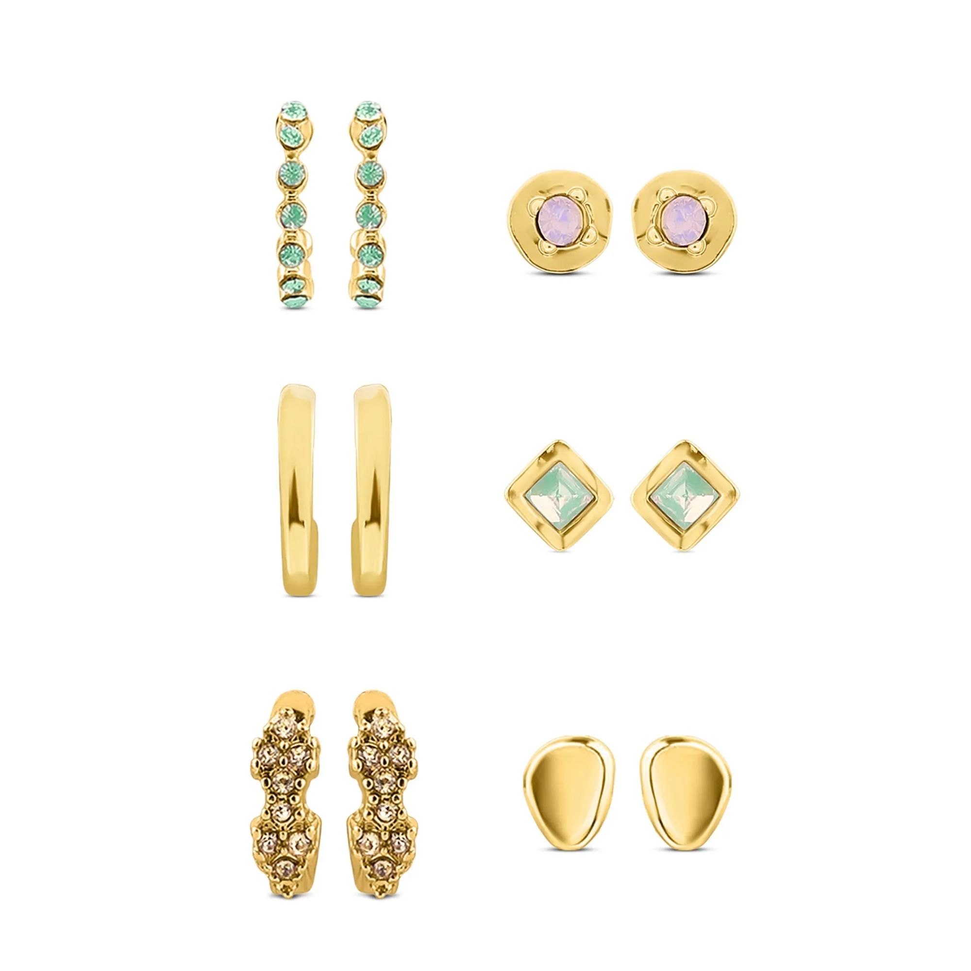 Accessorize London Women's Gold Stud And Hoop Earrings Set Of 6