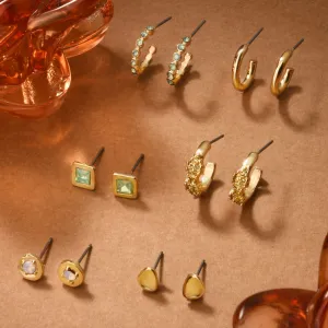 Accessorize London Women's Gold Stud And Hoop Earrings Set Of 6