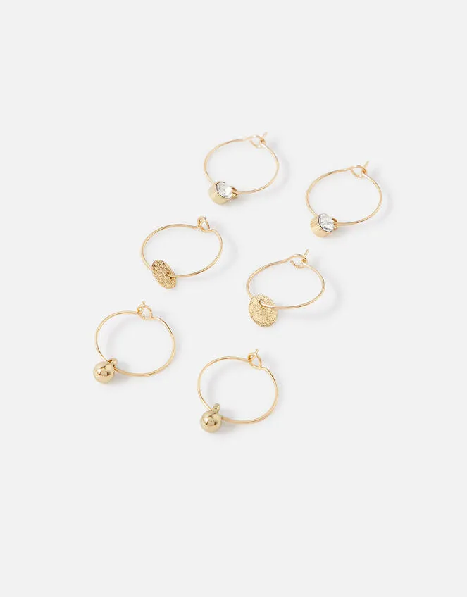 Accessorize London Women's Pack Of 3 Simple Hoop Earrings