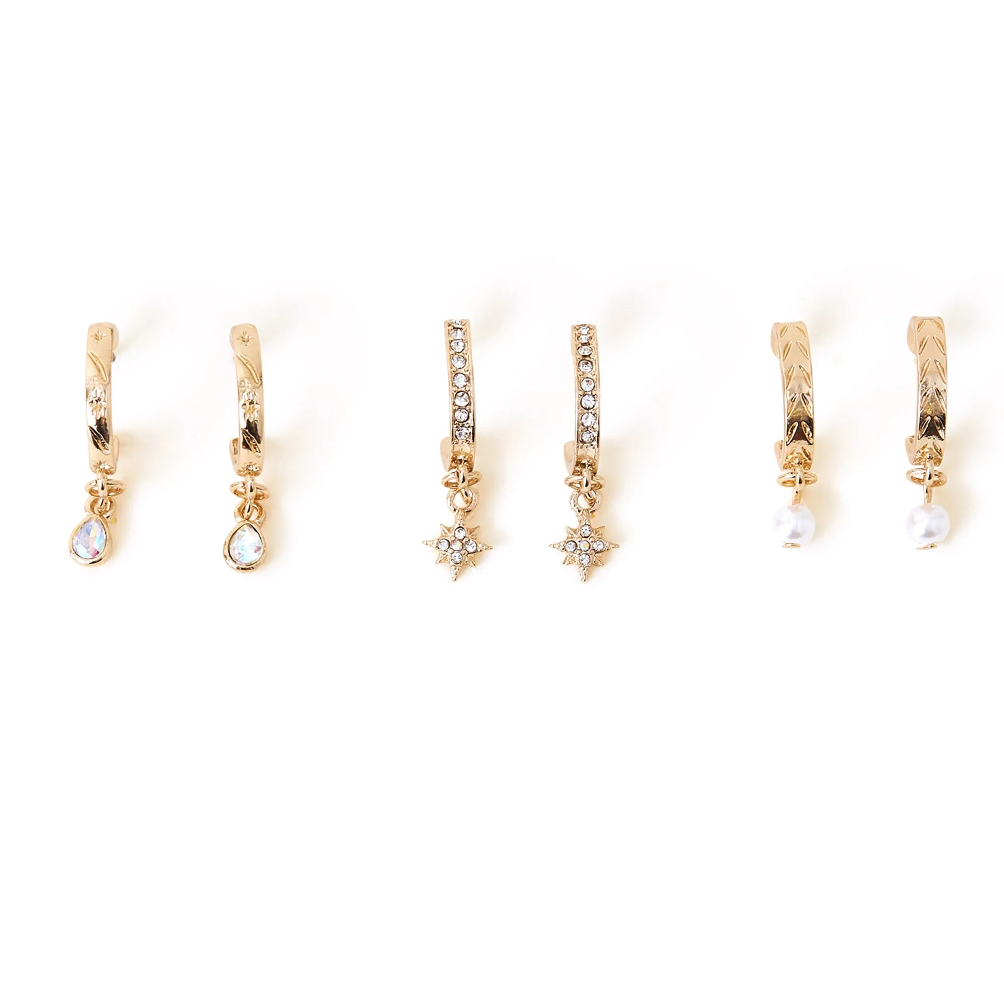 Accessorize London Women's Star Huggie Hoop Earrings