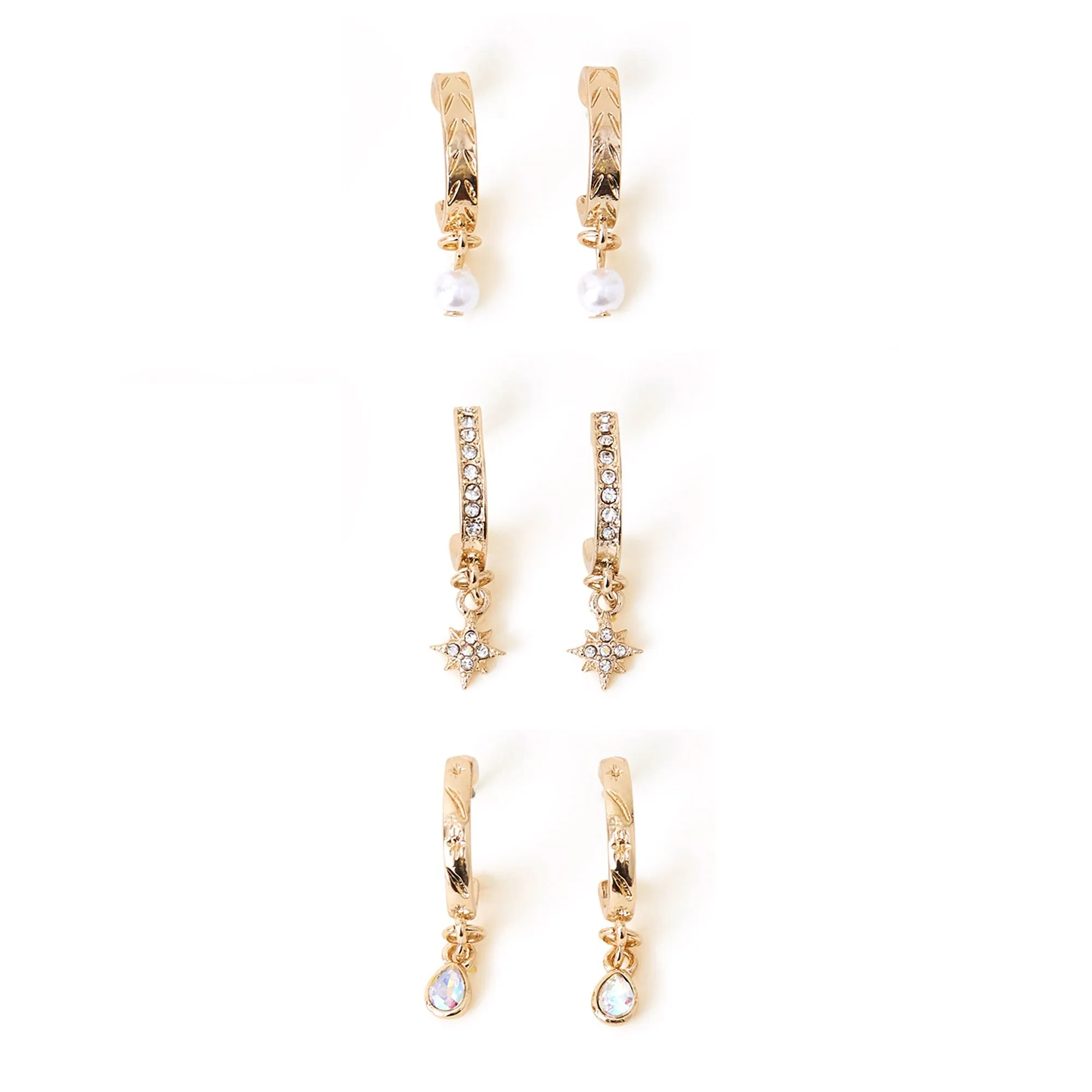 Accessorize London Women's Star Huggie Hoop Earrings