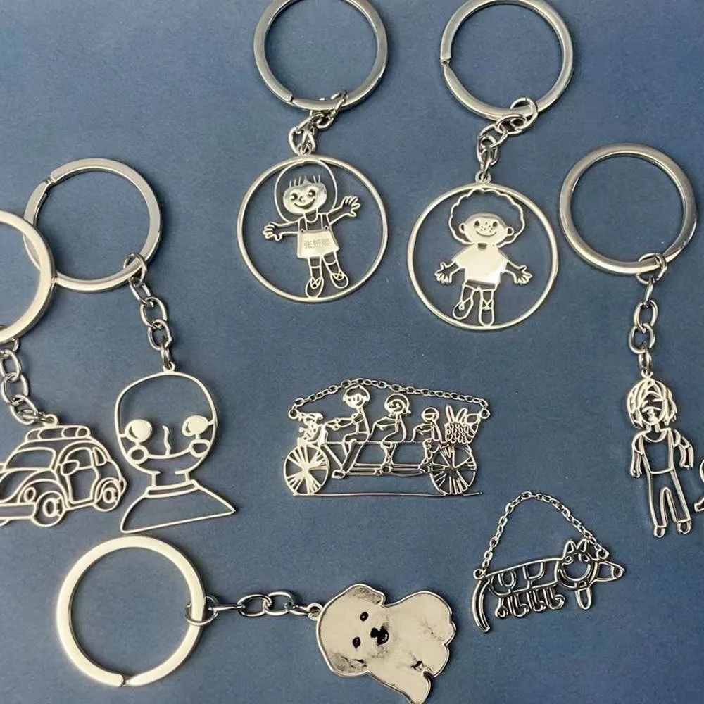 Actual Kids Drawing Necklace Art Gift Customized Personalized Necklace Children Artwork Necklace