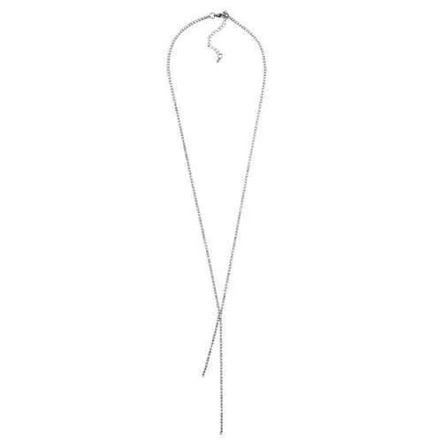 Adjustable Rhinestoned Pendant Necklace - White