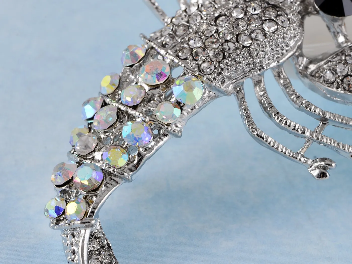Alilang Vintage Inspired Repro Crystal Rhinestone Lobster Fashion Jewelry Pin Brooch SILVER