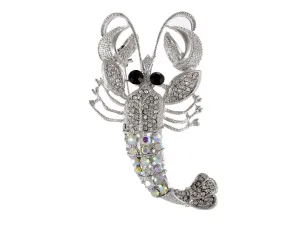 Alilang Vintage Inspired Repro Crystal Rhinestone Lobster Fashion Jewelry Pin Brooch SILVER