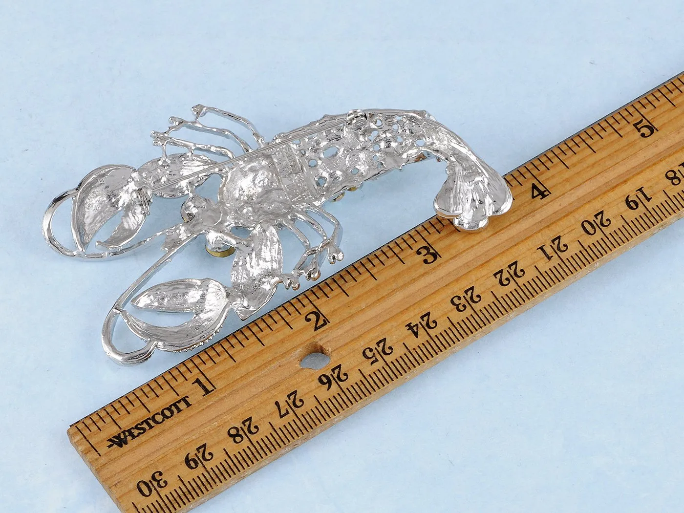 Alilang Vintage Inspired Repro Crystal Rhinestone Lobster Fashion Jewelry Pin Brooch SILVER