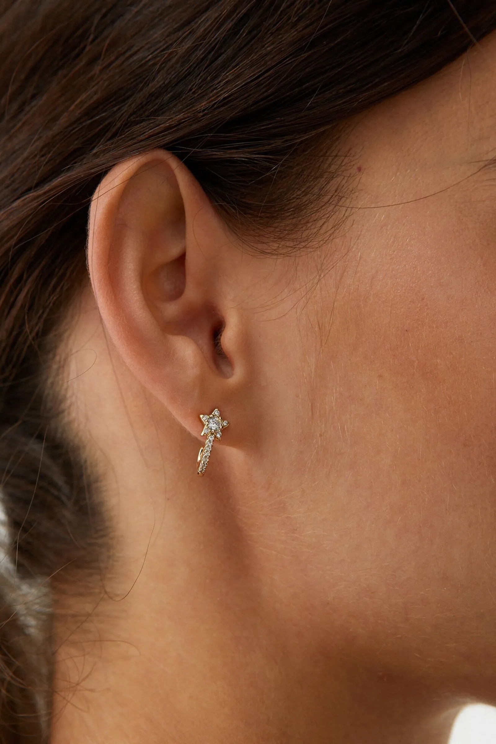Ambrose Star & Gem Inlay Hoop Earrings