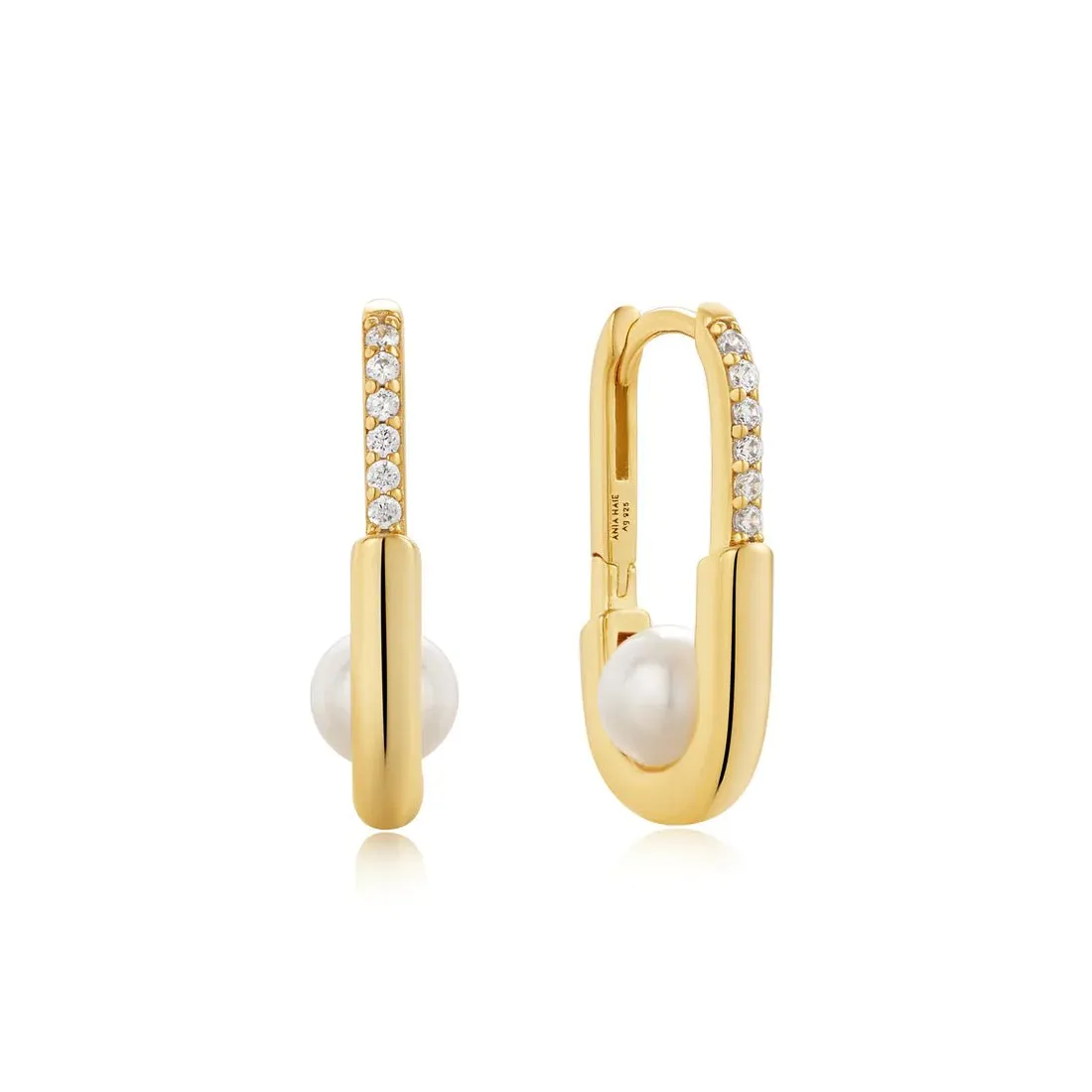 Ania Haie - Oorbellen Pearl Interlock Oval Hoop