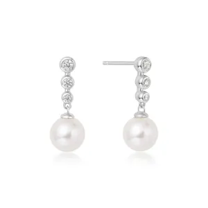Ania Haie - Oorbellen Silver Tennis Beaded Stone Pearl Drop Studs