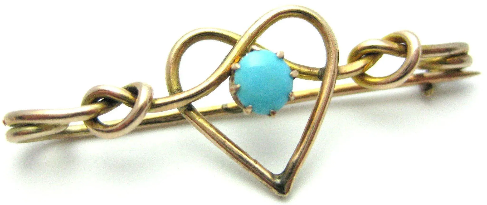 Antique Edwardian Turquoise Heart Brooch