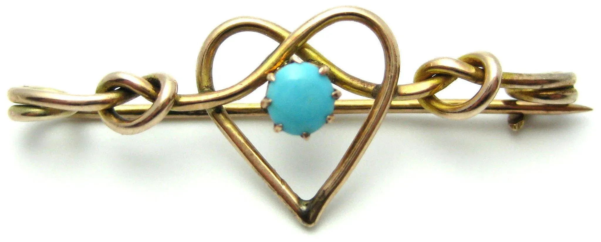 Antique Edwardian Turquoise Heart Brooch