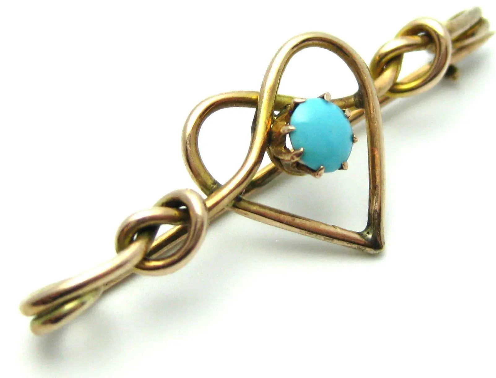 Antique Edwardian Turquoise Heart Brooch