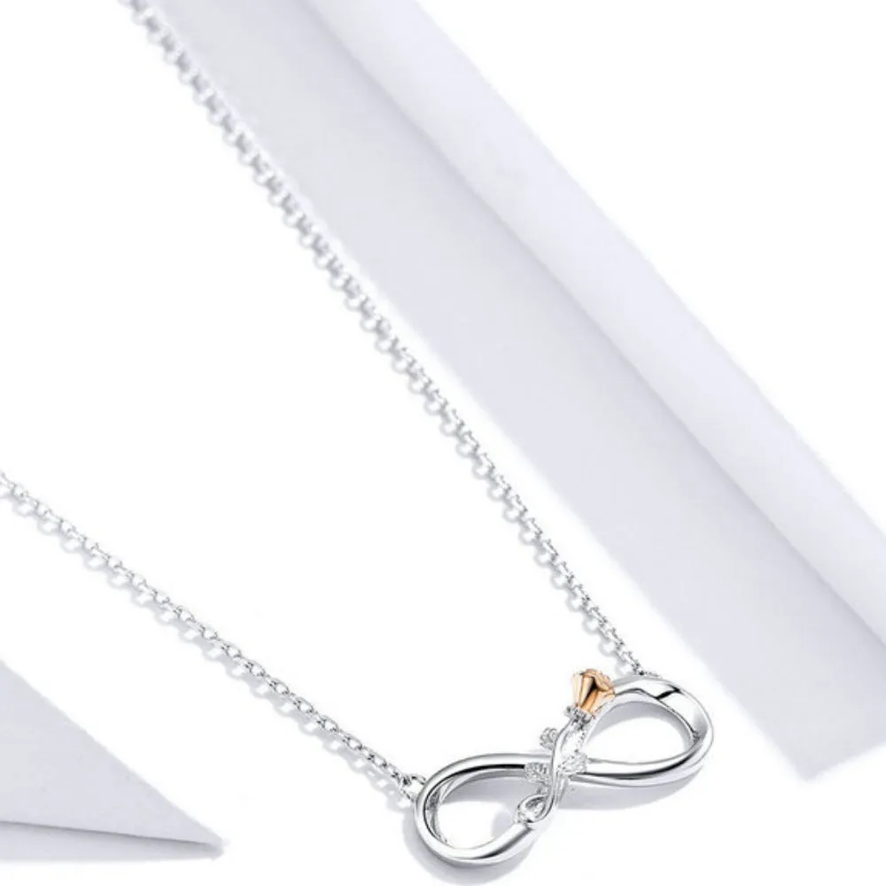 Authentic 925 Sterling Silver Rose Flower Infinity Love Short Neckalce for Women Choker Chain Luxury Bijoux