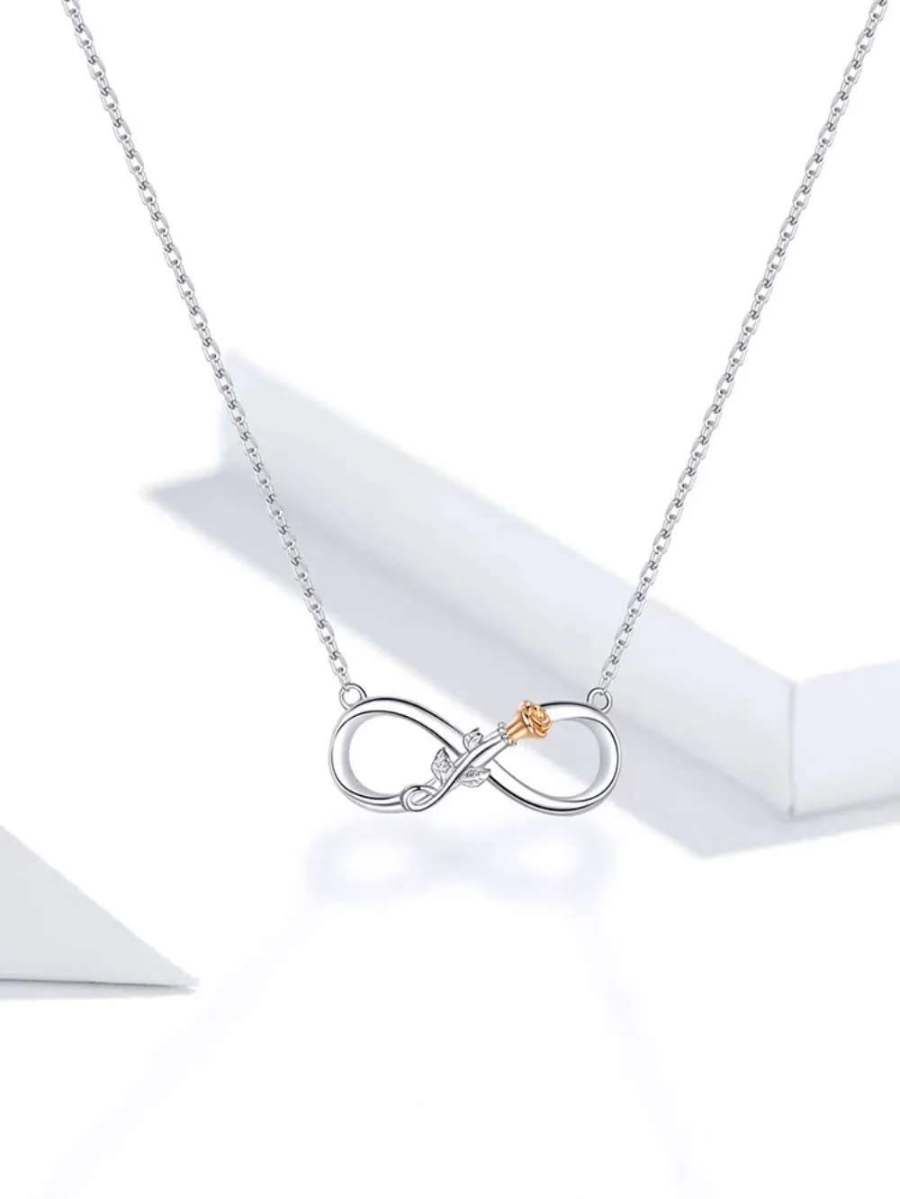 Authentic 925 Sterling Silver Rose Flower Infinity Love Short Neckalce for Women Choker Chain Luxury Bijoux