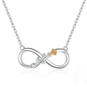 Authentic 925 Sterling Silver Rose Flower Infinity Love Short Neckalce for Women Choker Chain Luxury Bijoux