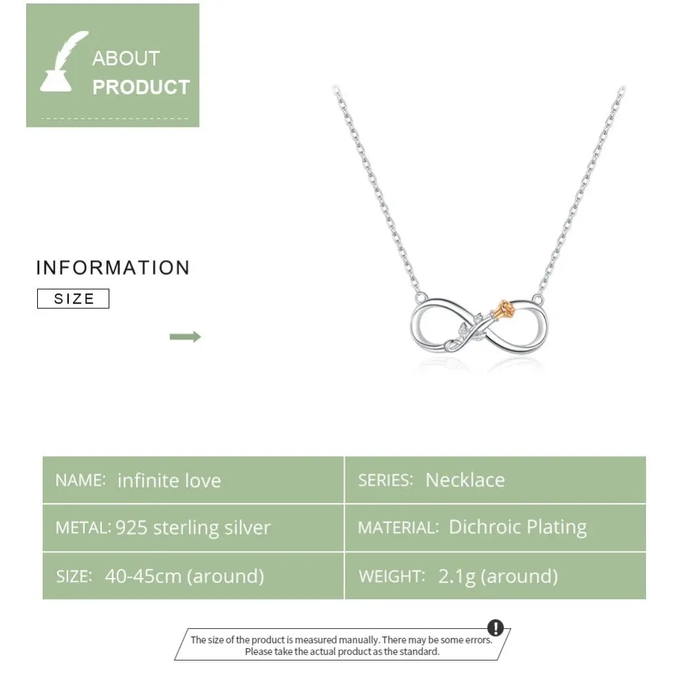 Authentic 925 Sterling Silver Rose Flower Infinity Love Short Neckalce for Women Choker Chain Luxury Bijoux