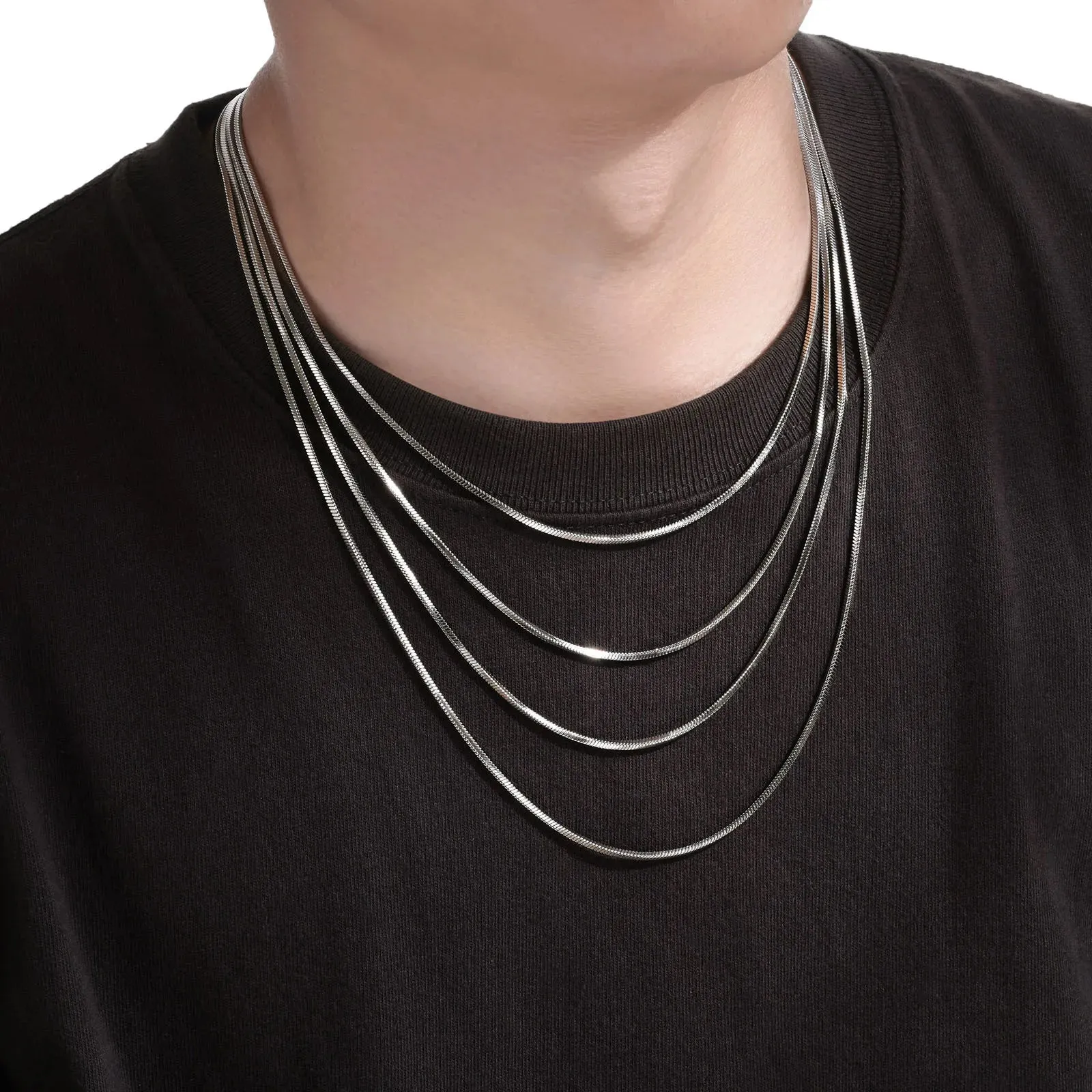 Basic Snake Herringbone Chain Necklaces for Men Women