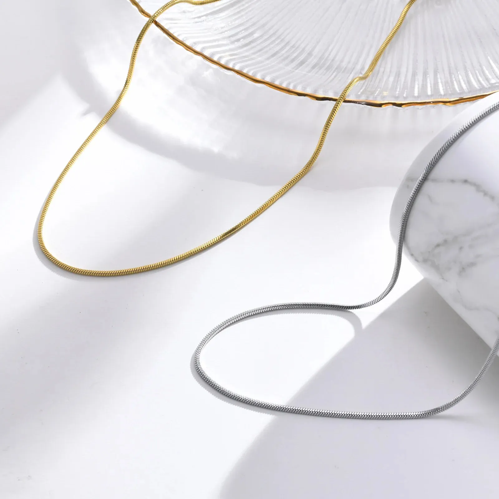 Basic Snake Herringbone Chain Necklaces for Men Women