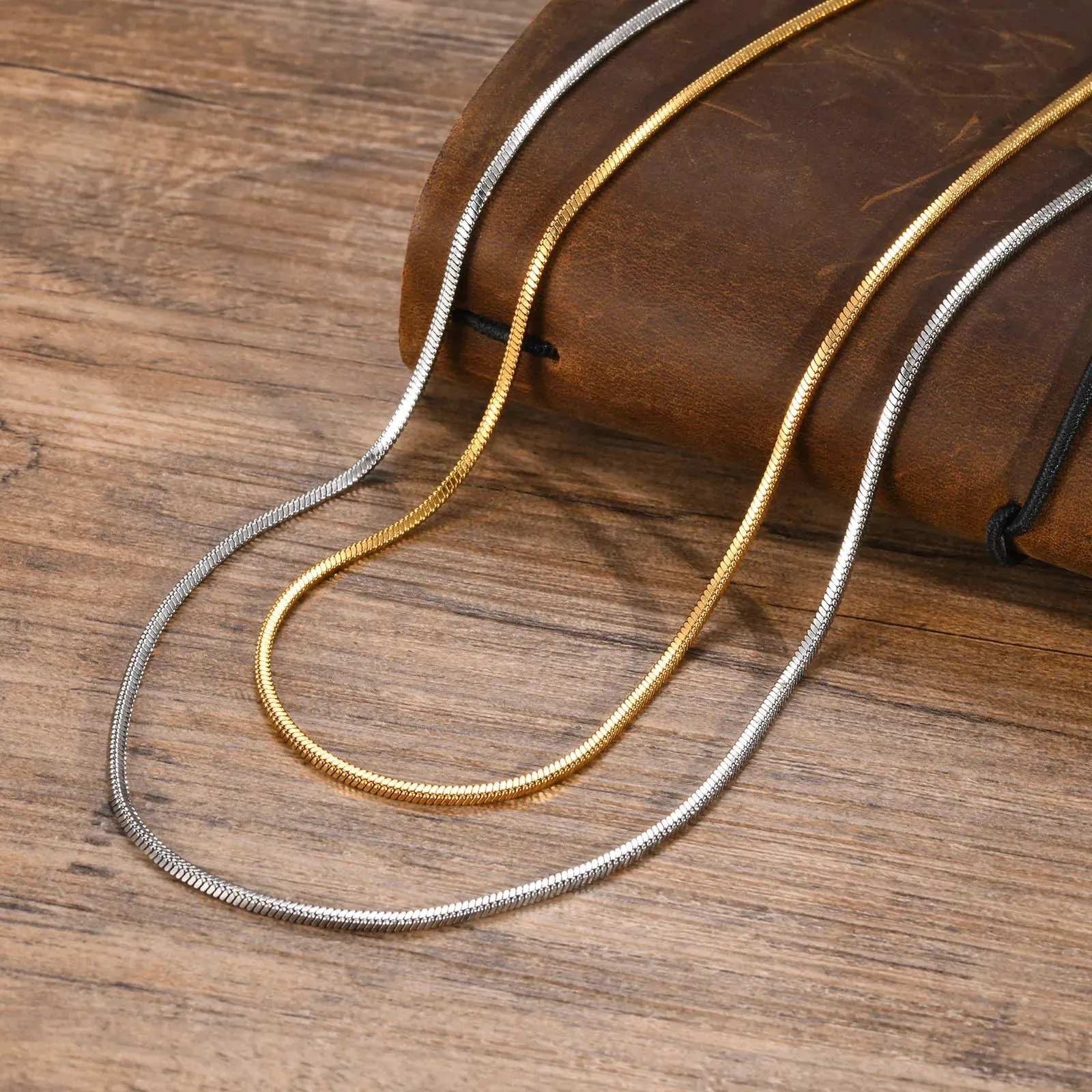 Basic Snake Herringbone Chain Necklaces for Men Women