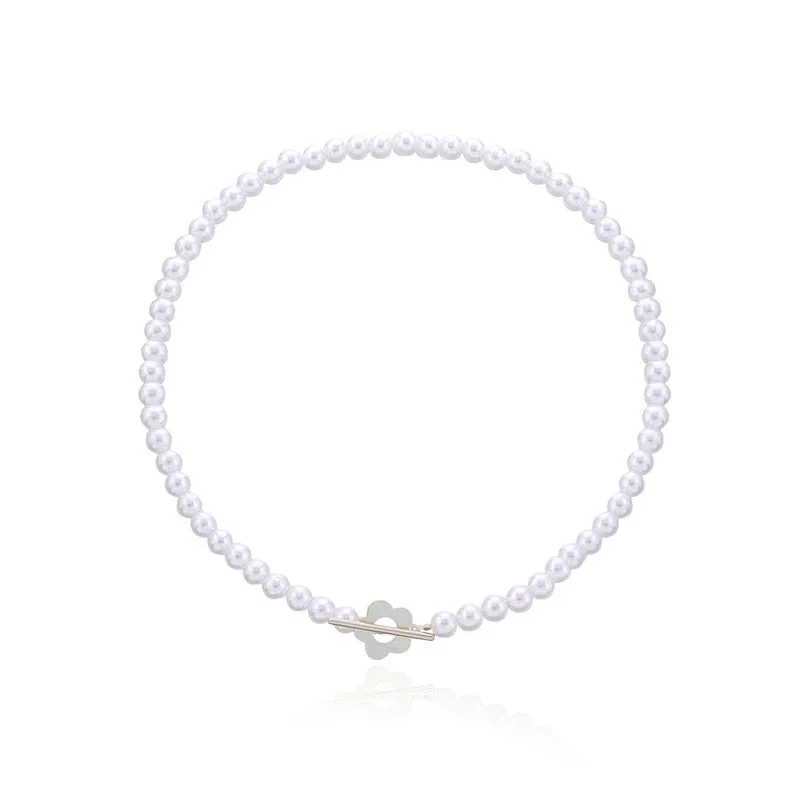 Beads Women's Neck Chain Kpop Pearl Choker Necklace Gold Color Jewelry On The Neck Pendant
