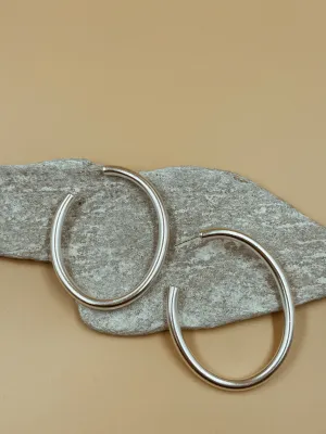 Big Narrow Chimbai Hoops in Silver Tone