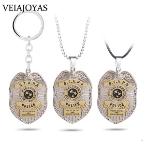 Biohazard Raccoon City Police Badge Souvenir Biological Hazard Pendant Necklace Umbrella Charm Keychains Necklaces Gifts Jewelry