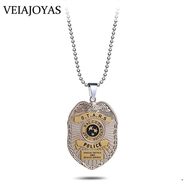 Biohazard Raccoon City Police Badge Souvenir Biological Hazard Pendant Necklace Umbrella Charm Keychains Necklaces Gifts Jewelry