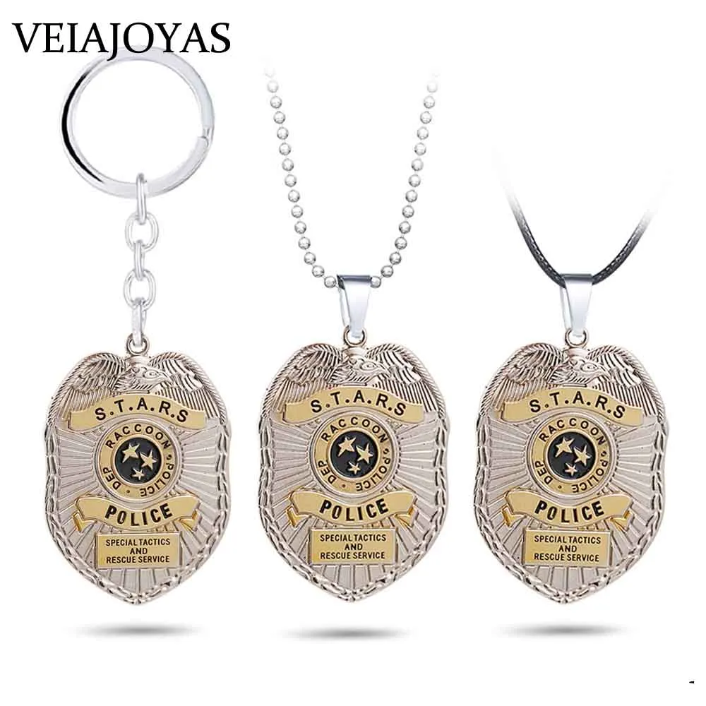 Biohazard Raccoon City Police Badge Souvenir Biological Hazard Pendant Necklace Umbrella Charm Keychains Necklaces Gifts Jewelry