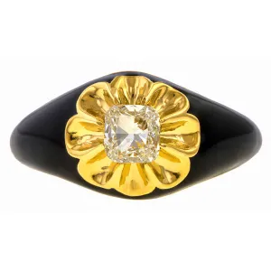 Black Enamel Diamond Ring, 0.54ct.
