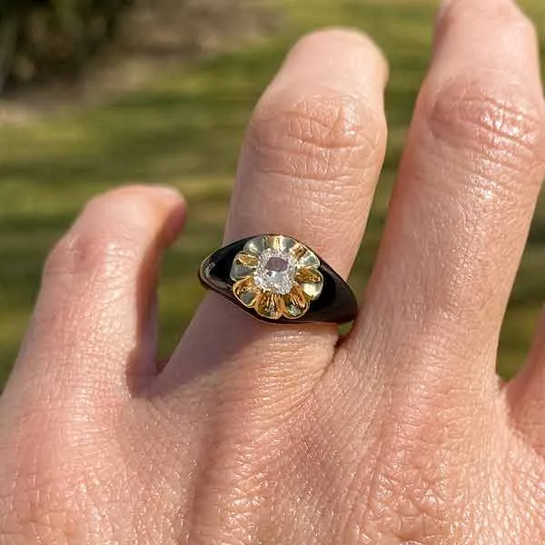 Black Enamel Diamond Ring, 0.54ct.