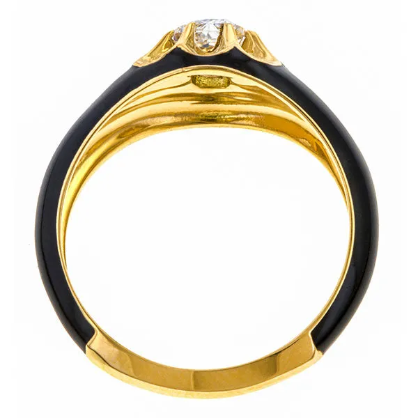 Black Enamel Diamond Ring, 0.54ct.