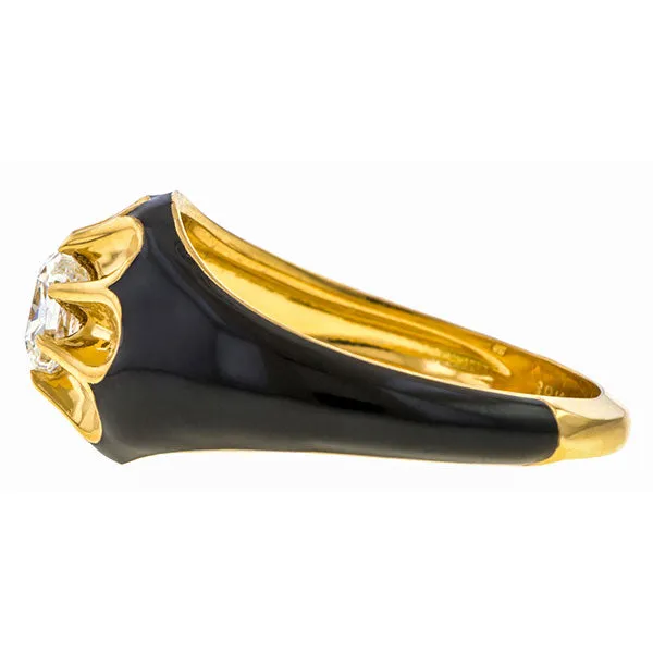 Black Enamel Diamond Ring, 0.54ct.