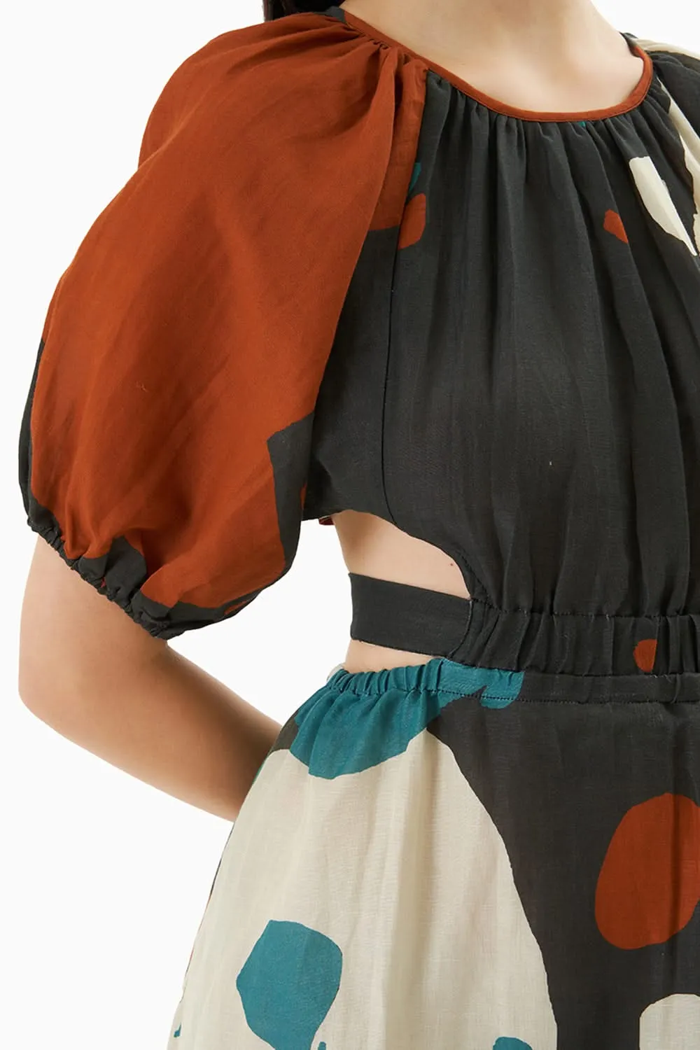 Black Modern Abstract Print Midi