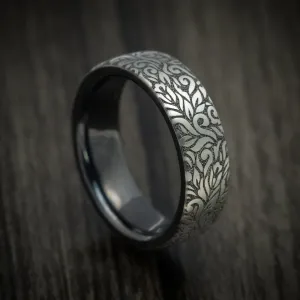 Black Titanium Paisley Pattern Men's Ring Custom Made Band