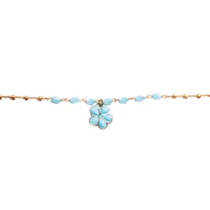 Blue Enamel Flower Bracelet in 925 Sterling Silver