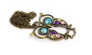 Blue Eyed Owl Pendant Necklace