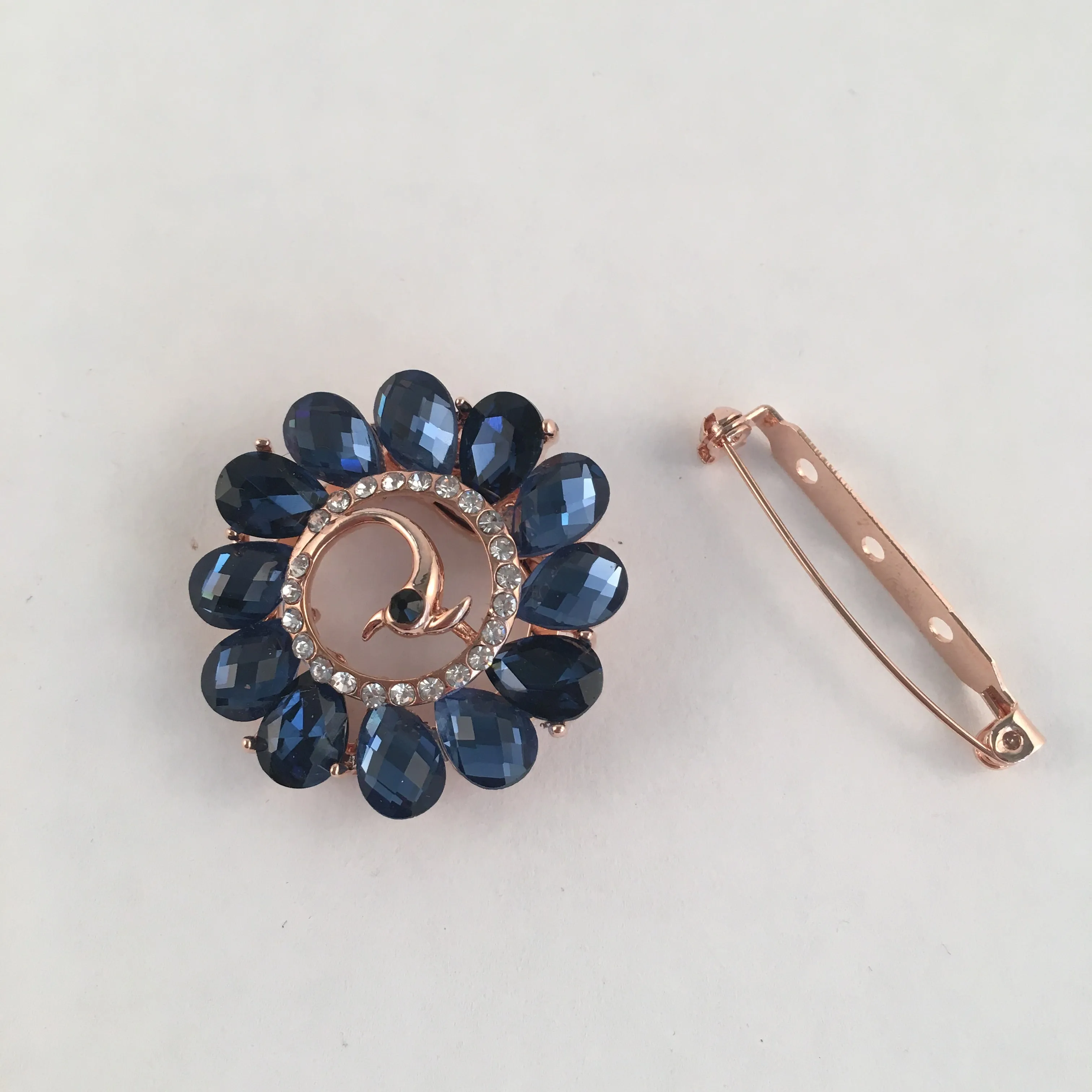 Blue Peacock Scarf Brooch