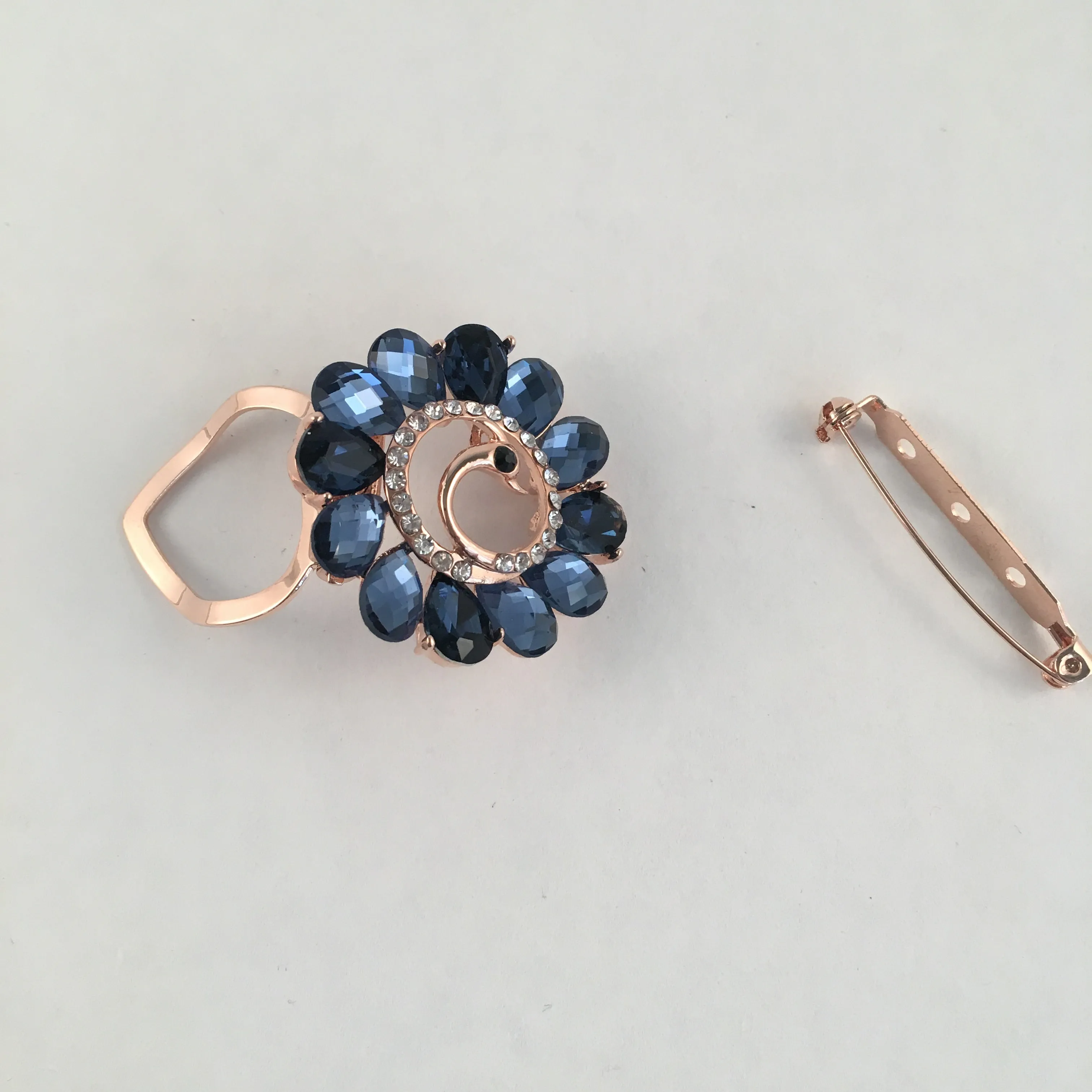 Blue Peacock Scarf Brooch