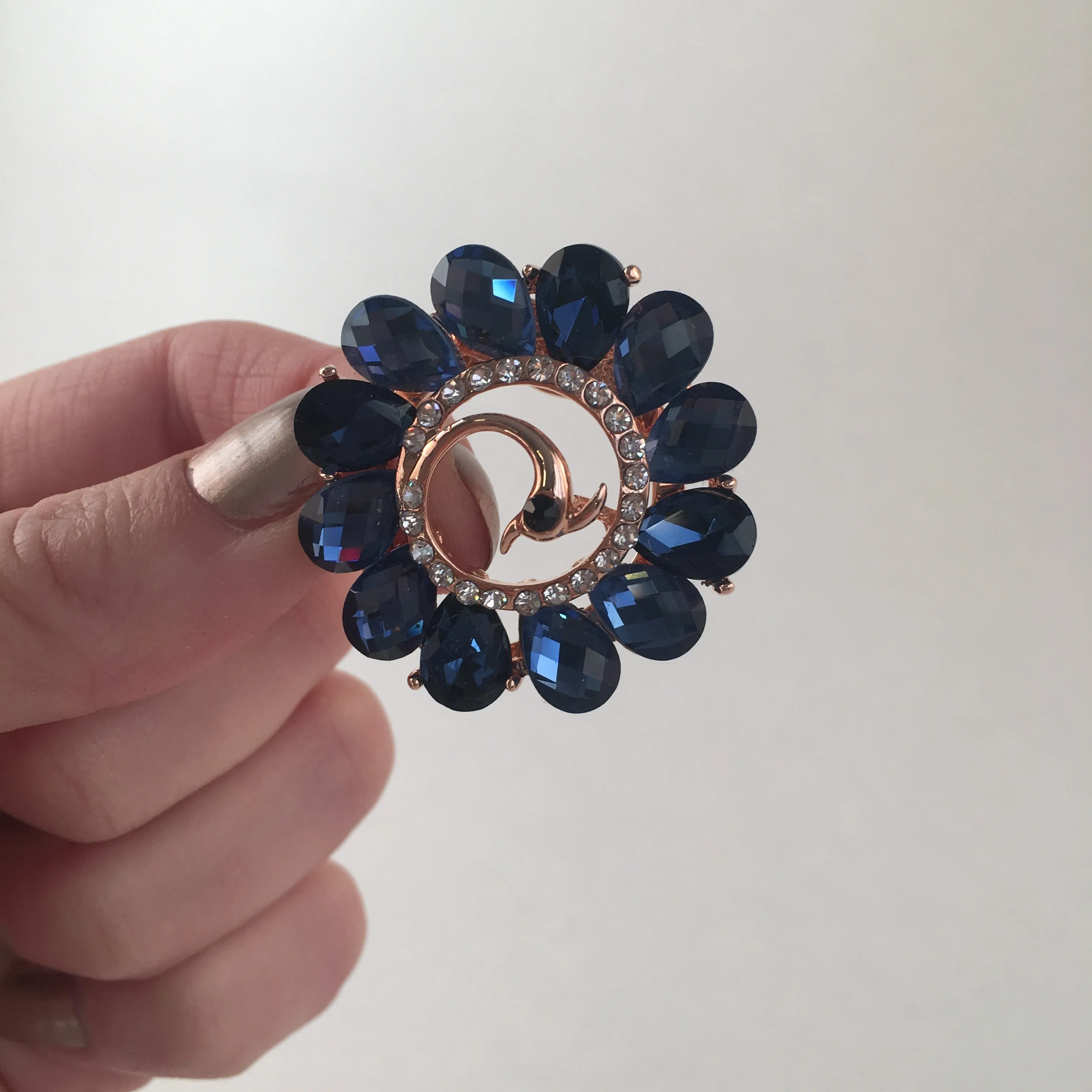 Blue Peacock Scarf Brooch