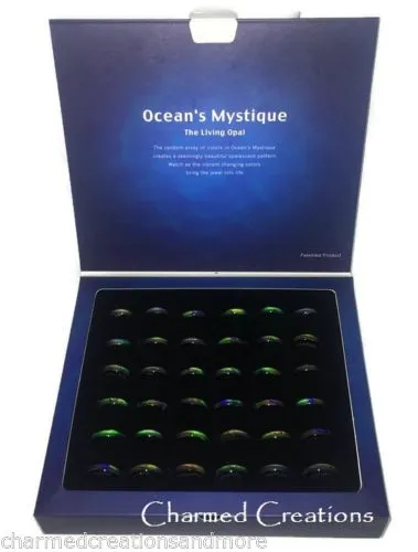 Box Of 36 Oceans Mystique Magnetic Hematite Mood Rings In Counter Top Display