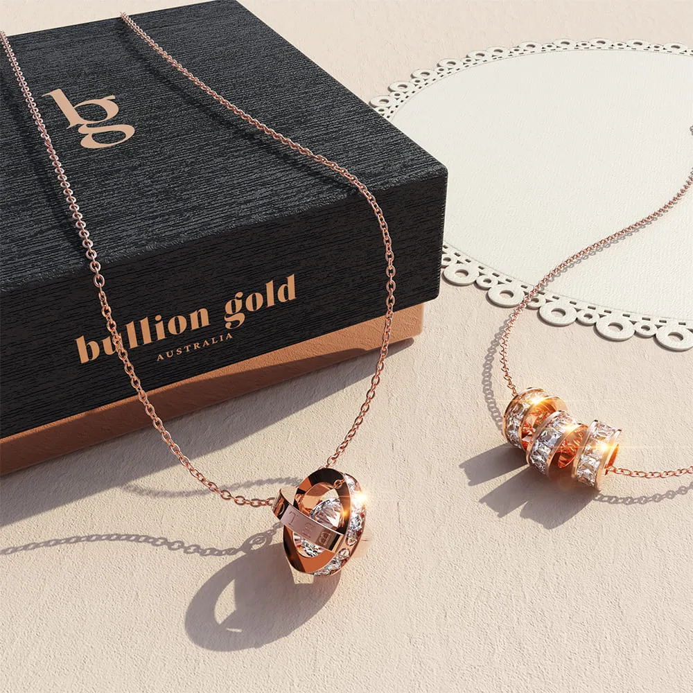 Boxed Endless Glam 2 Pieces  Necklace Set in Rose Gold