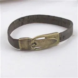 Brown Man's Vegan Cork Bracelet with Buckle Clasp