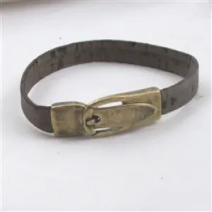 Brown Man's Vegan Cork Bracelet with Buckle Clasp