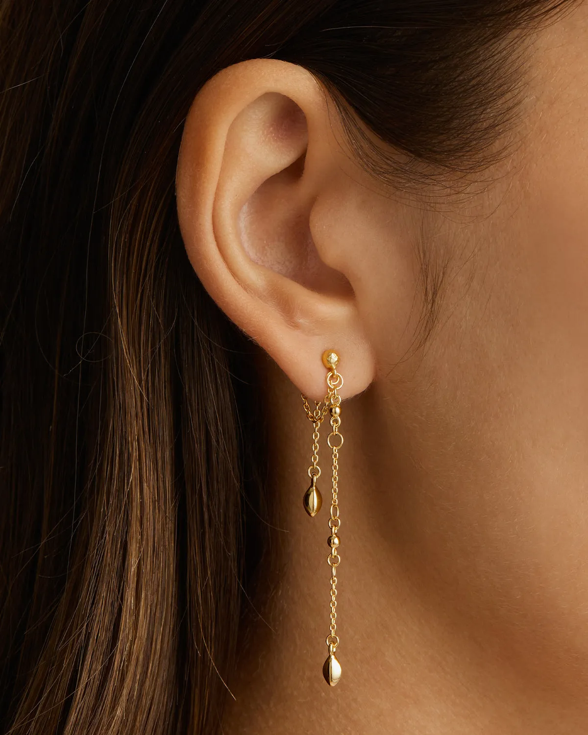 By Charlotte Luck and Love Chain Earrings, Gold