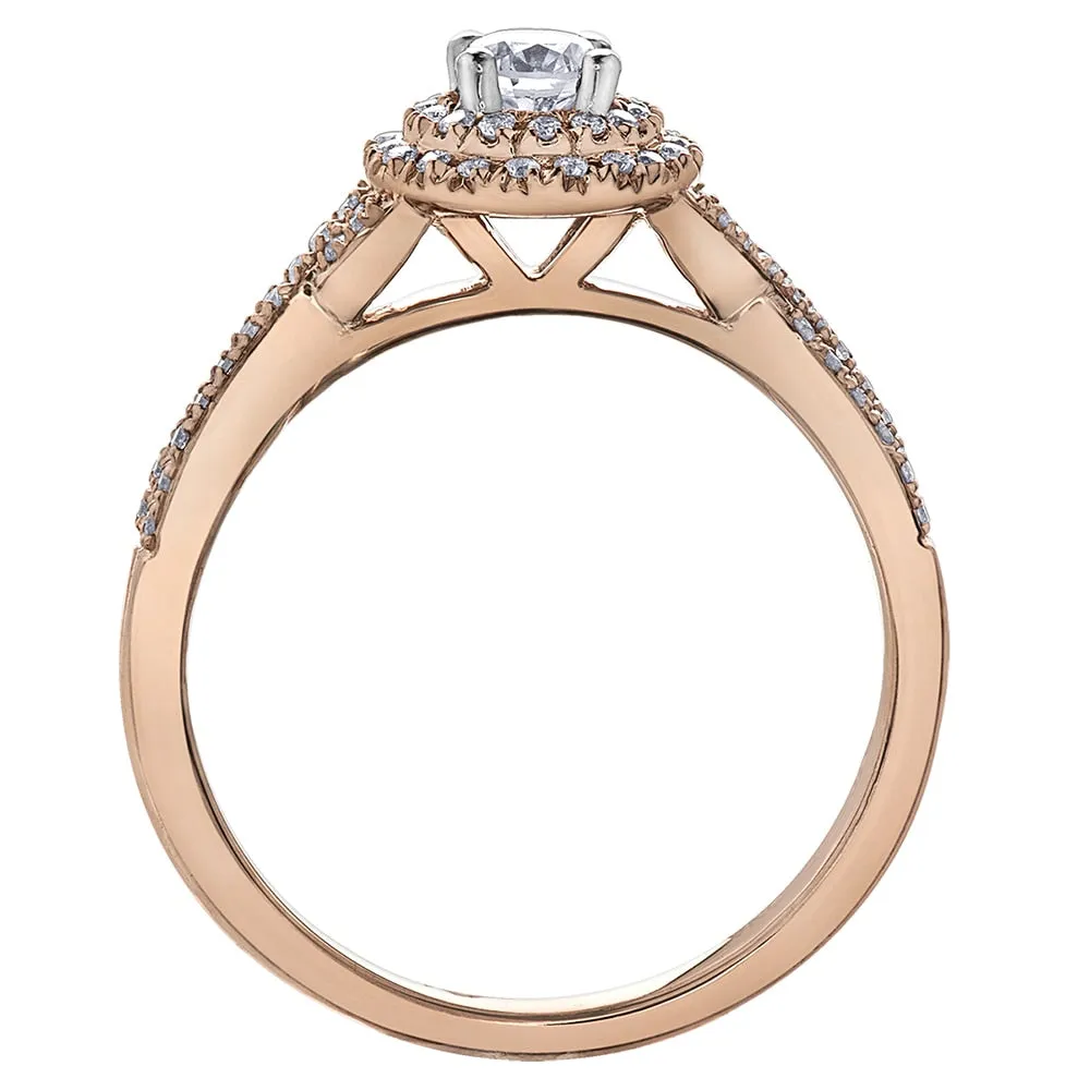 Canadian Diamond Ring with Halo and Twist Detailing