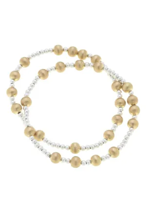 Canvas Shelby Ball Bead Stretch Bracelet Stack in Two Tone