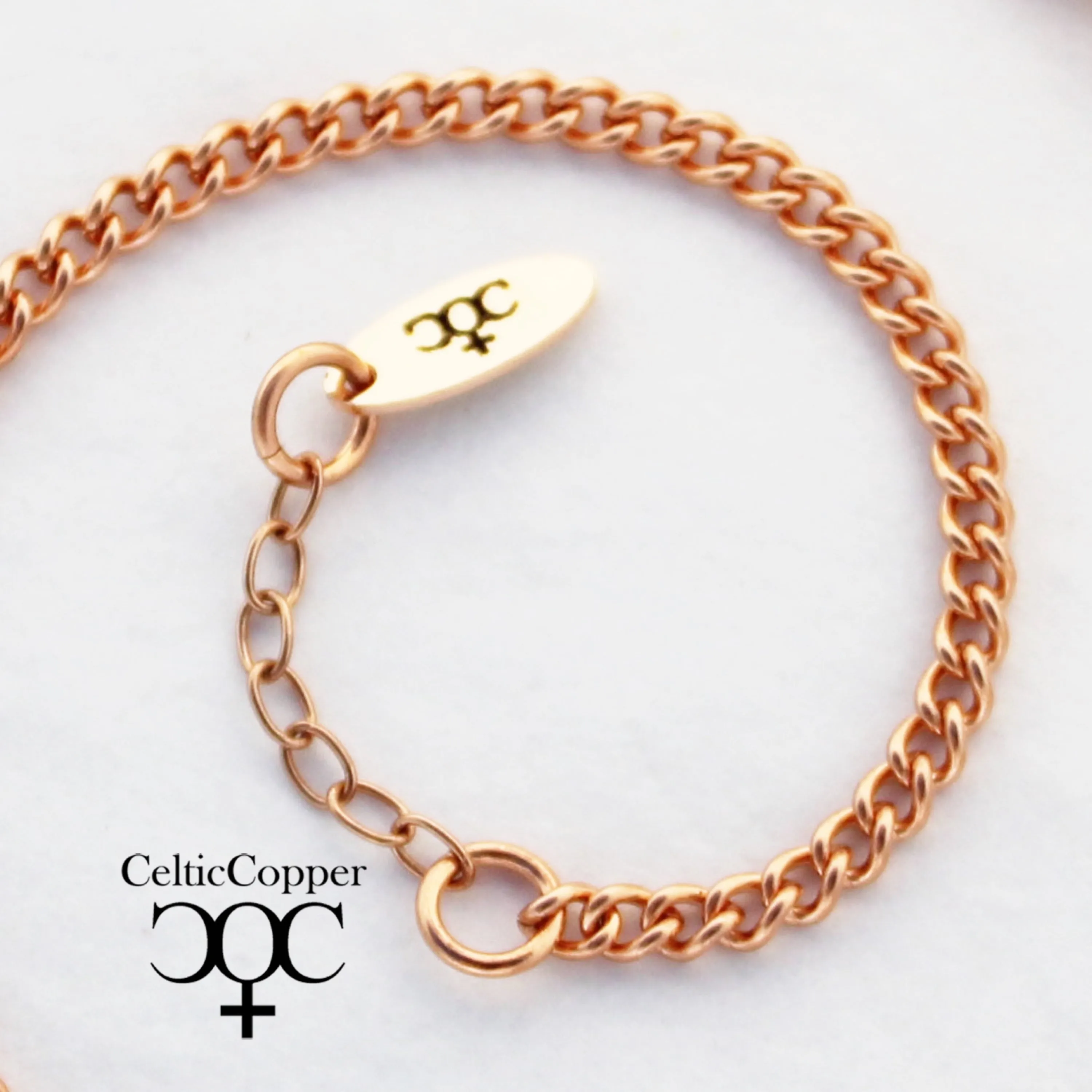 Celtic Heart Charm Ankle Chain Solid Copper Anklet Chain With Irish Love Knot Work Heart Charm